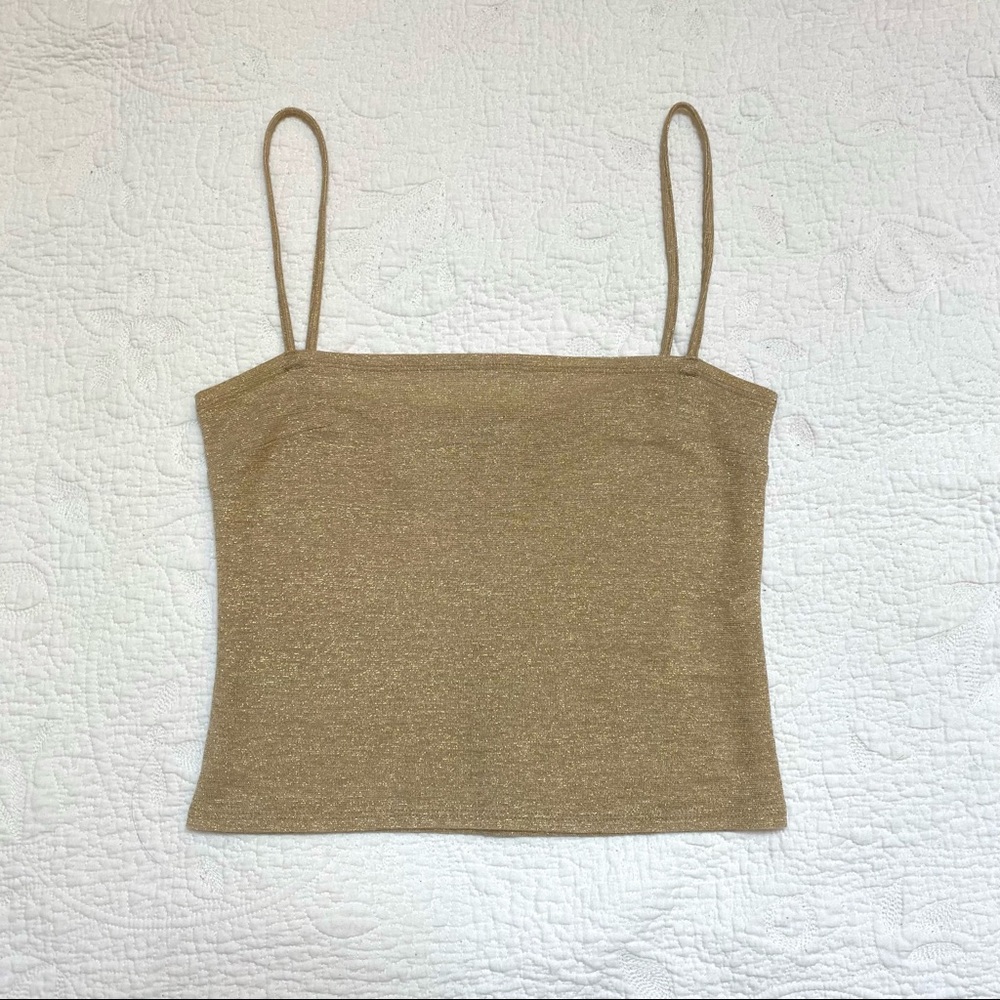 Reformation Isabella Metallic Gold Tank Top XS